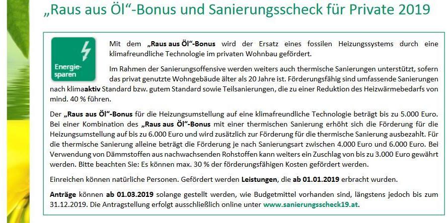 Raus aus dem Öl Förderung Bund